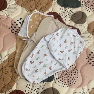 aden + anais Swaddle Set - White, Tan, Brown